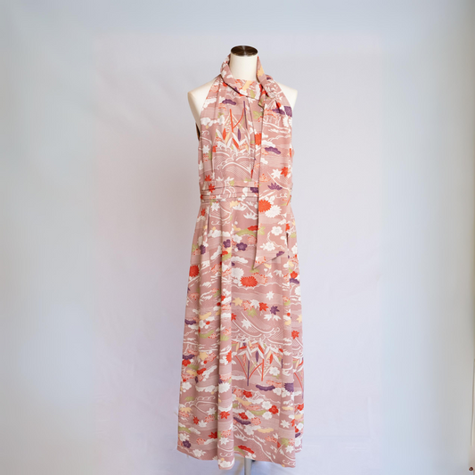 Robe licol à ruban | Goshodoki rose clair
