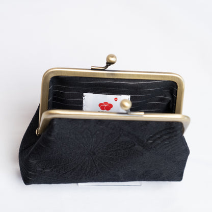 Black Kimono Small Clasp Pouch | Momiji and Chrysanthemum 2