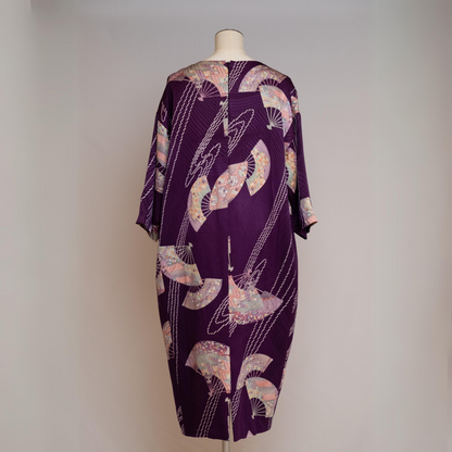 Drop Shoulder Dress | Purple with Fans